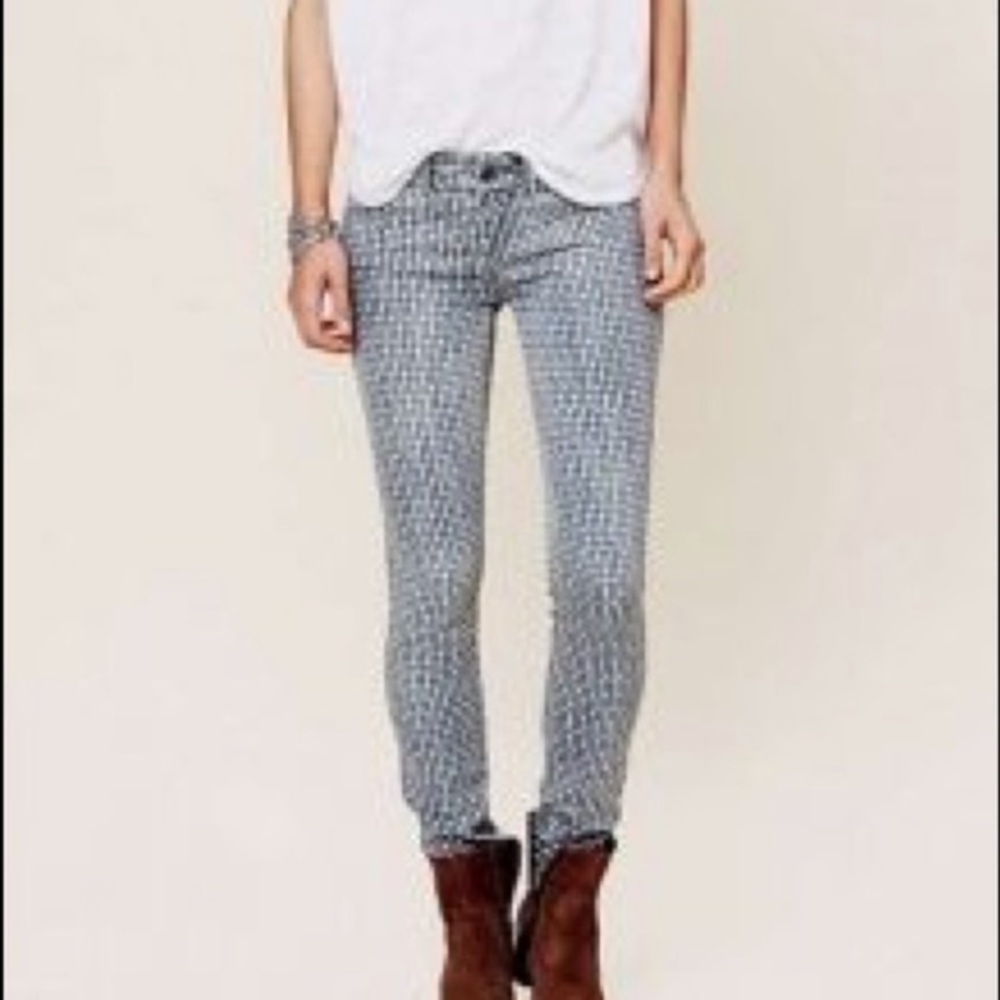 Free People Diamond Geometric Print Skinny Jeans Size 24